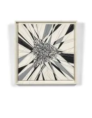 Sans titre by Thomas Canto, 2013, Acrylique sur papier fixé sur panneau, fils de nylon et cadre, sold May 2019
