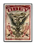 Lesser Gods Eagle by Shepard Fairey, 2007, Pochoir, peinture aérosol et collages sur papier, sold May 2019
