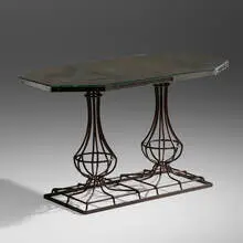 Console by Serge Roche, c. 1940, wrought iron, antiqued mirrored glass, sold Oct 2021