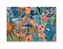 Thinking man (in blue) by Anthony Clark, 2000, Acrylique et peinture aérosol sur toile, sold May 2019