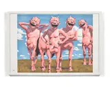 Paen on grassland by Yue Minjun, 2008, Lithographie en couleurs, sold May 2019