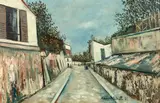 Rue des Saules, Montmartre - Circa 1915-1917 by Maurice Utrillo, Huile sur carton, sold Jun 2019