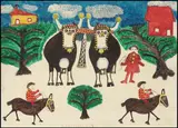 Two Oxen by Everett Lewis, oil on board, sold Nov 2012
