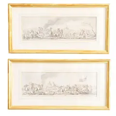 Battle Scenes, A Pair by Jacques Courtois, ink & watercolour on paper, sold Oct 2026