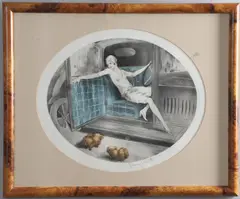 'Lady With Pekingese' (C.1929) by Louis Icart, Pencil signed to margin, sold Oct 2026