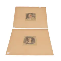 Portrait Of A Young Boy, Also A Companion, Portrait Of A Lady Wearing A Bonnet by William Henry Hunt, pencil and coloured crayon, sold Oct 2026