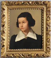 Portrait Of A Young Boy by Moritz von Schwind, oil on partially shaped panel, sold Oct 2026