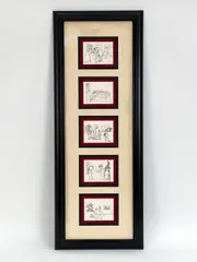Five hand-drawn illustrations by Aaron Sopher, dated 66' on each by Aaron Sopher, Set of pen/ink drawings, sold Apr 2025