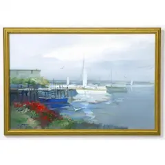 Marina in the Mist by Charles C Gruppe, Oil on canvas, sold Aug 2015
