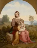 La Vierge à l'Enfant avec saint Jean-Baptiste by Johan Ludwig Lund, Huile sur panneau, sold Apr 2019