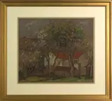 spring landscape with barn by Albert Van Nesse Greene, pastel on paper, sold Mar 2006