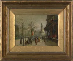 Parisian street scene by Antoine Blanchard, oil on tin, sold Mar 2006