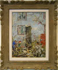 courtyard scene titled "From My Window by Samuel Rothbort, oil on canvas, offered Mar 2006