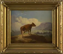 landscape titled "Mulley Cow by Francis Devlan, oil on canvas, sold Oct 2005