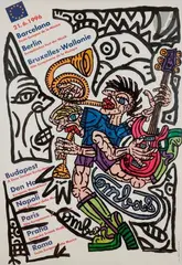Sans titre by Robert Combas, 1996, Gouache sur affiche de la fête de la musique du, sold Oct 2019