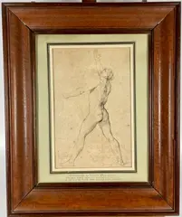 Etude pour la figure de Mirabeau nu debout, bras levé by Jacques-Louis David, Lithographie d'après un dessin, sold Apr 2022