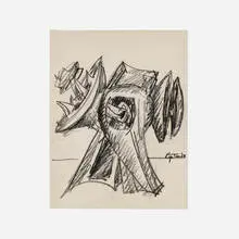 Untitled by Seymour Lipton, 1963, crayon on paper, sold Aug 2023