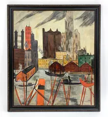 A view in Brooklyn, NY by Adelaide Lawson Gaylor, Oil on canvas, sold Sep 2025