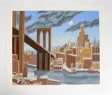 Untitled by Thomas McKnight, Brooklyn bridge serigraph, sold Oct 2025