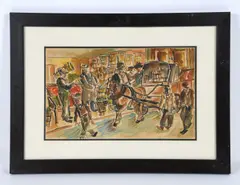 A horse-drawn buggy by Niberg Abbey, Watercolor, sold Oct 2025