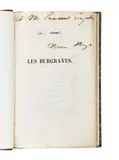 Les Burgraves by Hugo, In-8 (21 x 13,2 cm), demi-maroquin à long grain aubergine, dos lisse orné de motifs dorés en long, plats de papier (reli, sold Nov 2019