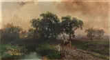 landscape with figures by William Henry Cooper, oil on canvas, sold Oct 2005