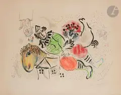 Le Cirque ambulant by Marc Chagall, 1969, Lithographie en couleurs, sold Oct 2019