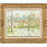 Snow Covered Central Park by Xue Jian Xin, Oil on canvas, sold Dec 2014