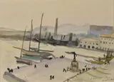 Animation sur le port de Toulon by Pierre Deval, 1930, Aquarelle, sold Oct 2019