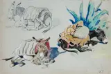 Etude pour des ânes by Édouard Doigneau, Aquarelle et crayon noir, sold Dec 2009