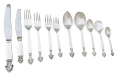 Sterling Silver Flatware 'Acanthus Pattern', 119.39 t oz 121 PCS by Georg Jensen, sold Oct 2026
