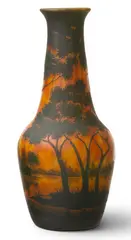 Art Nouveau Acid-etched Cameo Glass Monumental Vase, Ca. 1920-1930, 'Idyllic Lake Landscape' by Daum Nancy, Ca. 1920, offered Oct 2026