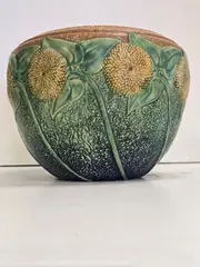 'Sunflower' Pattern Art Pottery Jardiniere, Ca. 1930 by Roseville, Ca. 1930, sold Oct 2026