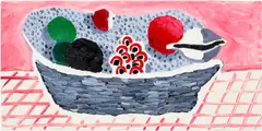 Red and Black Fruit by David Hockney, 1988, oil on canvas, sold Oct 2026