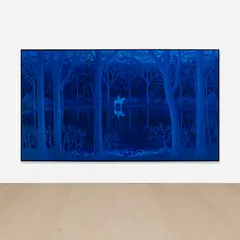 Between Trees by Ben Sledsens, 2023-2024, oil and acrylic on canvas, in 3 parts, sold Oct 2026