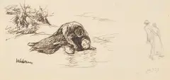 Hilariens Sturz by Max Liebermann, 1920, Tuschfeder und Bleistift auf Papier, sold Aug 2026