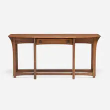 Puritan console table by Lifetime, c. 1912, oak, brass, sold Oct 2026