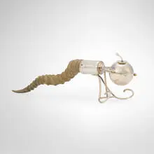 Edwardian gimbal table lighter by Mappin & Webb, silver, antelope horn, sold Oct 2026