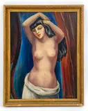 A woman posing by Marius Azzi Aldrich, Oil on canvas, sold Feb 2026