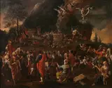 Le sacrifice d'Elie au mont Carmel by Johann Heiss, Huile sur toile, sold Mar 2018