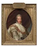 Portrait de Charles X en costume de sacre by baron Gérard François Pascal Simon, Huile sur toile (Toile d'origine), à vue ovale, sold Mar 2018