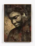 Ali (Gold) by Shepard Fairey, 2010, Pochoir, peinture aérosol et collages sur toile, sold Jun 2018