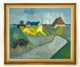Houses by Arnold William Pedersen, Oil on canvas, sold Mar 2026