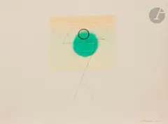 Personnage by Léon Arthur Tutundjian, 1968, Mine de plomb et crayons de couleurs, sold Jul 2019