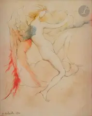 L'Ange by Marcel Delmotte, 1970, Aquarelle et mine de plomb, sold Jul 2019