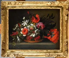Corbeille de fleurs by Nicolas Baudesson, Toile Cadre?: En bois sculpté redoré travail français d’époque Louis XIV Hauteur?:, sold Mar 2022