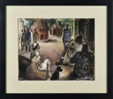 Conversation au village by Chrysis Jungbluth, Gouache sur papier, sold Mar 2022