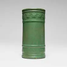 Umbrella stand by Zanesville Stoneware, glazed stoneware, sold Oct 2026