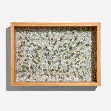 Untitled by Federico Uribe, c. 2010, pencil erasers, plastic nails, steel wire, pine, sold Oct 2026