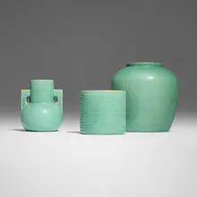 Collection of three vases by William Day Gates, c. 1904, glazed earthenware, sold Oct 2026
